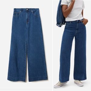EVERLANE The Super-Soft Summer Wide-Leg Jean, Blue, 33 / 16